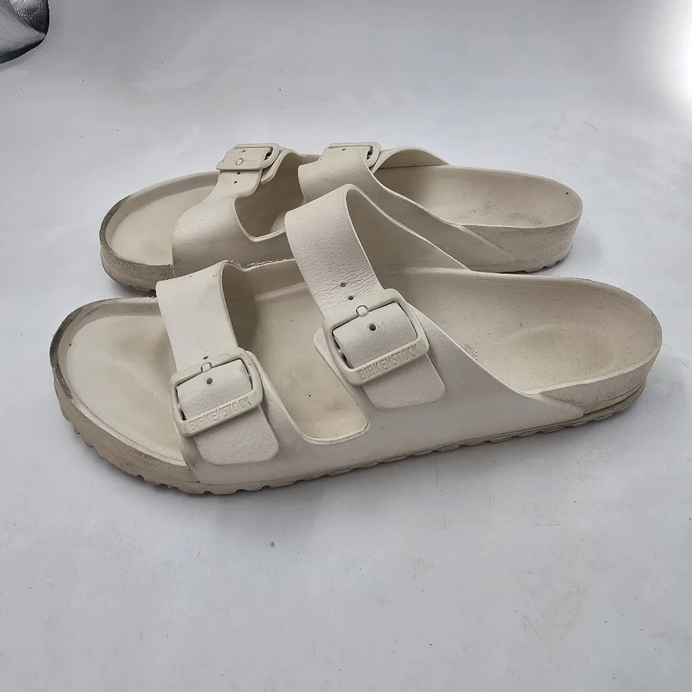 Birkenstock Arizona Essentials EVA Sandals White Double Buckle Slip On 43